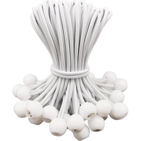 Élastiques tendeurs avec boule 15cm blanc - Lot de 50 (1/5)