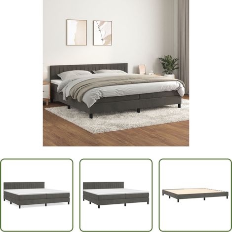 Samtbett - Boxspringbett mit Matratze Dunkelgrau 200x200 cm Samt (1/5)