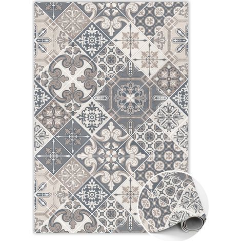 Tapis Vinyl PVC Antidérapant pour Chambre et Cuisine - Fleurs catalanes - 80x120 cm (1/5)