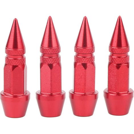 4 capuchons de valve de pneu à pointes en alliage d'aluminium pour voiture et camion, rouges