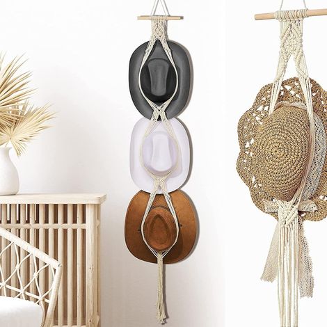 Porte-chapeaux bohèmes muraux pour femmes, organisateur de chapeaux (1/4)