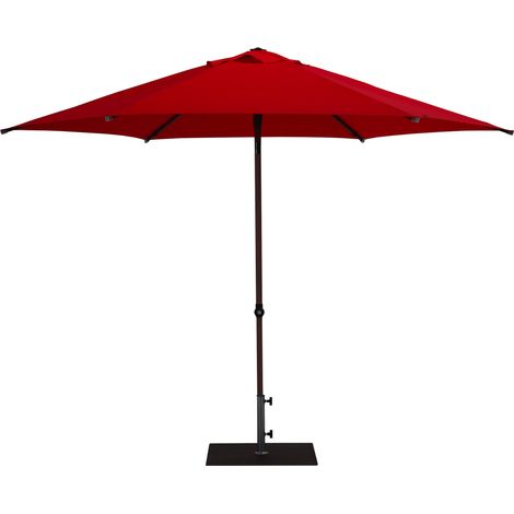 Ombrellone da Giardino Ø3 m Palo Ø38 mm in Alluminio Effetto Legno Tessuto Poliestere Trend Wood Rosso (1/5)