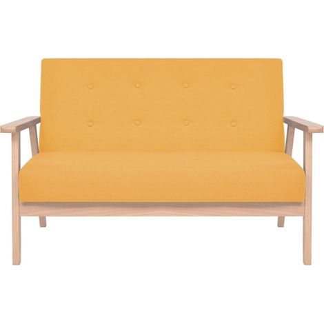 Canapé à 2 places，Sofa pour Salon，Banquette Tissu Jaune CFW367934 (1/5)