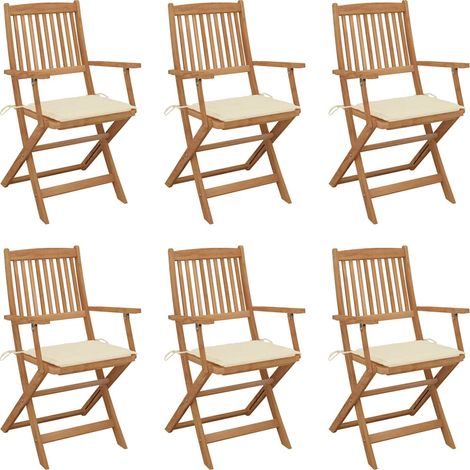 Klappbare Gartenstühle 6 Stk. mit Kissen Massivholz Akazie