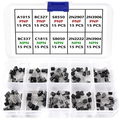 150 Pièces Transistor, NPN PNP Silicium TO-92, Kit Assortiment Électronique (1/5)