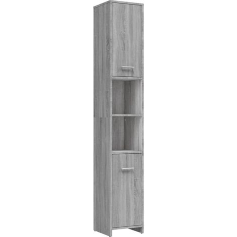 Armoire de bain Sonoma gris 30x30x183,5 Bois d'ingénierie (1/5)