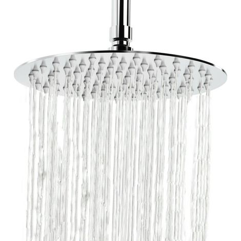 Pommeau de douche pluie rond 8 pouces G1/2 pommeau de douche haute pression pommeau de douche pivotant pommeau de douche en acier inoxydable 304 remplacement du pommeau de douche pluie (argent) (1/5)