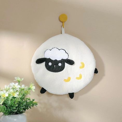 Filiyano-Serviettes de salle de bain à motifs de moutons, douces et absorbantes, avec boucle de suspension. Idéales pour s'essuyer les mains. (1/2)