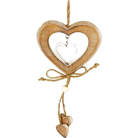 Decorazione per l'albero di Natale: ciondolo a forma di cuore in legno PER LE FESTE A CASA