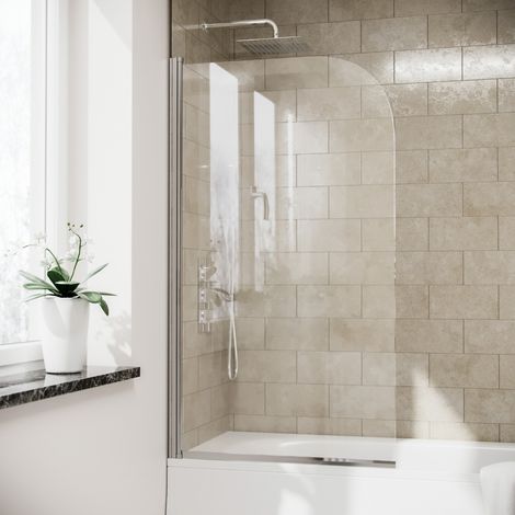 Denver 800 mm Frameless Curved Bath Shower Screen Door (1/5)