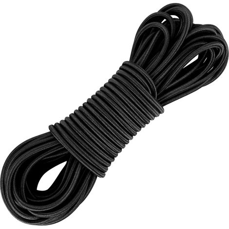 1 Corde élastique, nylon, 3 mm x 10 m, noir, résistant aux UV, pour bateau, camping, bricolage