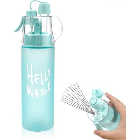 Gourde brumisatrice de 580 ml avec paille rabattable, idéale pour l'hydratation en extérieur et l'humidification. Couleur : bleu givré. (1/5)