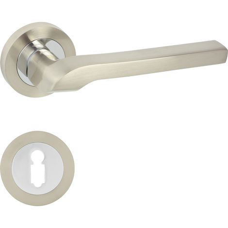 DOMINO Poignée de porte NEMO R M6 M9 BB Poignée avec rosace BB pour clé Chrome/nickel brillant (1/5)