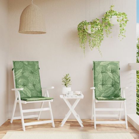 Coussins de chaise,Rembourrés pour chaise à dossier haut 2 pcs modèle de feuille tissu BGT58009 (1/5)