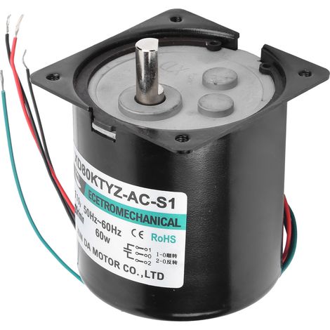 Moteur synchrone AC XD80KTYZ 60W avec condensateur, aimant permanent, rotation bidirectionnelle, couple élevé, faible vitesse, arbre excentrique 20 tr/min, 110V (1/5)