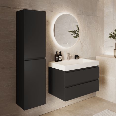 LOMAZOO Ensemble meuble de salle de bain Azuro 80 cm - Noir mat (1/5)