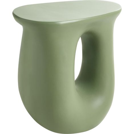 Mesa auxiliar decorativa de óxido de magnesio y fibra de vidrio forma irregular resistente a los rayos UV manchas óxido agua y viento 42 x 28 cm verde Idro (1/5)