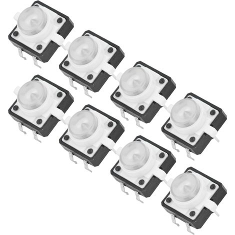 20 Boutons Poussoirs Tactiles Momentanés avec LED Blanche 12x12x7.3mm (1/5)