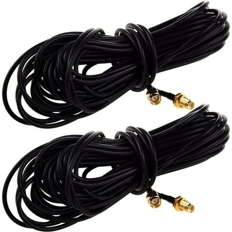 Câble d'extension d'antenne - Rp-Sma mâle vers Rp-Sma femelle - 9 m - RG174 - Pour antennes Wi-Fi 6 et haute gain - Lot de 2 (1/5)