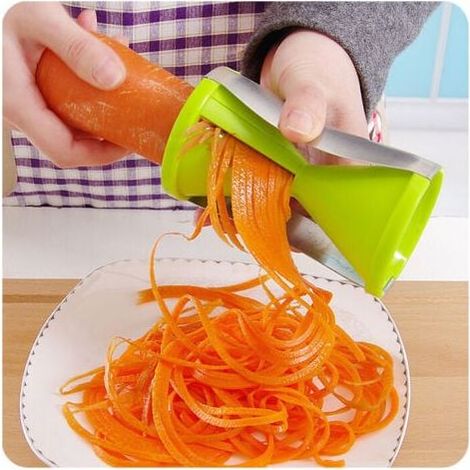 1 Stück Spiral-Gemüseschneider - Multifunktionaler manueller Spiralschneider für Spaghetti, Karotten, Gurken, Zucchini, Gemüseschneider, Spargelschäler (Schwarz) (1/3)