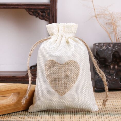 20Pcs Sachets en Toile de Jute Pochettes avec Cordon et Motif de Coeur pour Cadeau Mariage Bijoux Emballage faveurs de fête de Mariage Assortis pour Femme Ensemble, (1/5)
