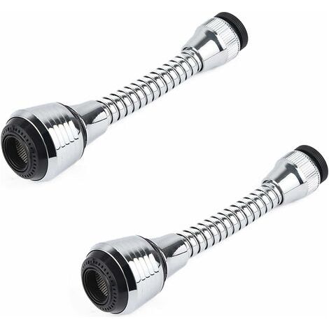 2 pièces Aérateur de Robinet Flexible, Robinet Pulvérisateur Extension, Aérateur de Robinet Pivotant à 360°, pour la plupart des robinets de cuisine et de salle de bain (2 modes) (1/5)