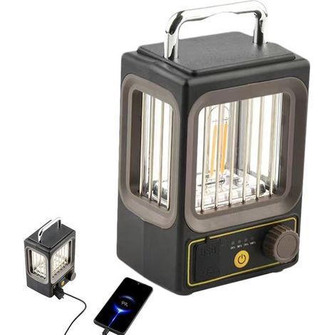 KZQ 2 Batteriebetriebene Campinglaterne mit Infrarotsensor – Graue dekorative Außenlampe für Garten und Camping – Tragbare Lampe für den Außenbereich (1/5)