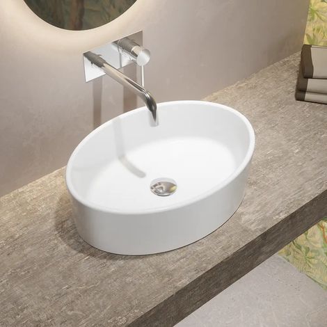 Lavabo da Appoggio Ovale 51,5x41x14 cm Bianco (1/5)