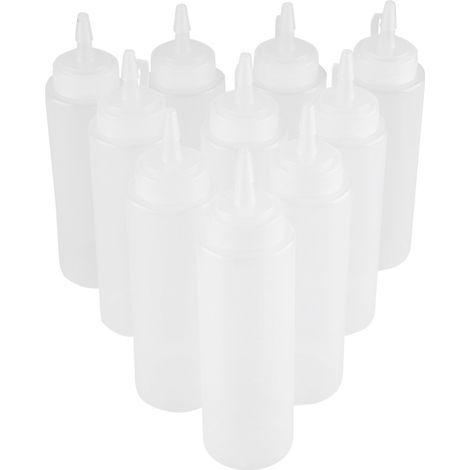 Distributeur de condiments en plastique 240 ml 10 pièces/ensemble pour sauce huile crème vinaigre (blanc) (1/5)