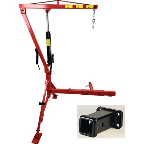 Grue Hydraulique de Levage Pick Up 0,5T avec Fixation Attelage + Adaptateur carré 2'' 85x45mm