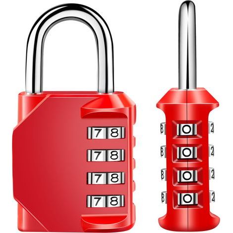 Rouge - [2] Cadenas à combinaison à 4 chiffres, cadenas à combinaison étanche, boucle à combinaison en acier plaqué métal étanche (1/5)