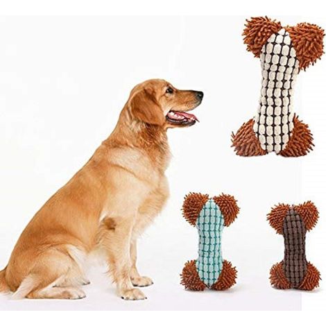 Trade Shop - Gioco Peluche Osso Morbido Suono Stridulo Tessuto Per Cani Masticare Morde Denti -