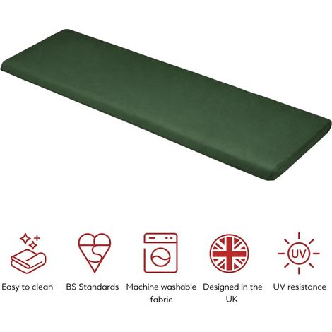 SP 3 Seater Bench Cushion Pad - L143 x W48 x H6 cm - Green