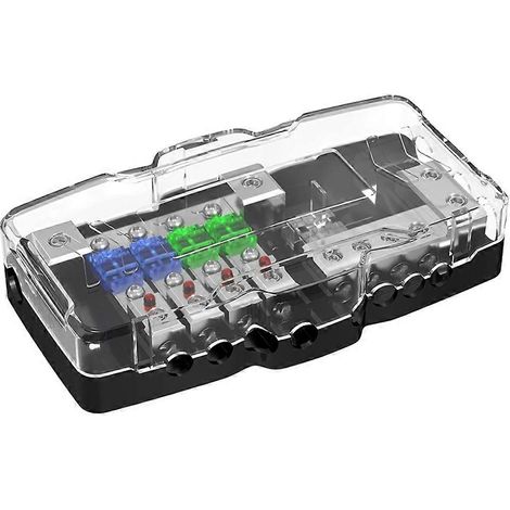 Porte-fusible audio pour voiture, boîte de distribution de fusibles à 4 positions, compatible avec les systèmes automobiles 12V 0/4 avec fil de terre. (1/5)