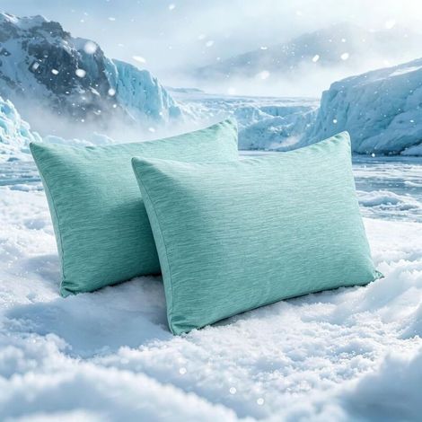 Cooling Pillowcase Set of 2 5166cm, Breathable and Soft Cooling Cushion Cover with Hidden Zipper, Green (1/5)