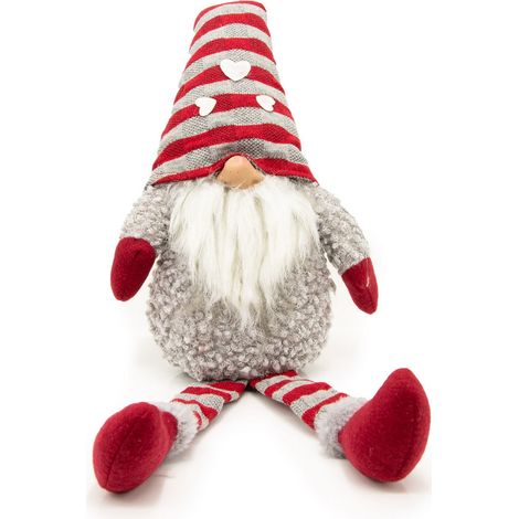 Gnomo di Natale 50cm cappello di colore Rosso e Grigio Wisdom