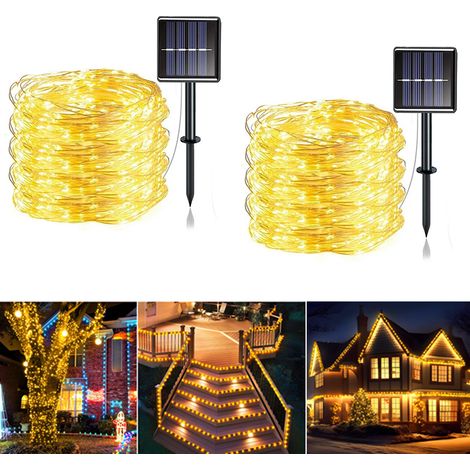 Décorations Solaires Extérieur Guirlande LED Lampes Chaud Pour Arbre Balcon Jardin Wedding 2 50 7m IP55 Blanc (1/5)