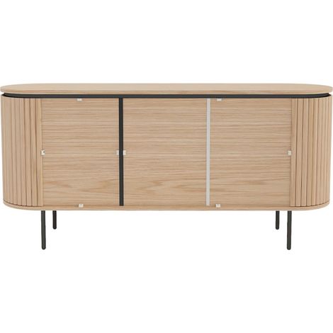 Buffet 160 cm 3 Türen helles Eichenholz und Schwarz – Kollektion SÖREN