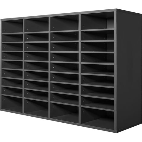 Mophorn Organizzatore della letteratura - Cassetta postale da ufficio con 36 scomparti e ripiani regolabili. Cassetta postale in legno grigio per archivi, documenti e documenti in ufficio (1/5)