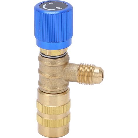 Kältemittel-Füllventil, Messing, 1/4-Zoll-Gewinde, Sicherheitsadapter für R22, R410, R134A, R404 (1/5)