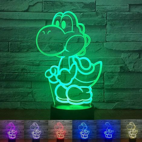 Veilleuse 3D Yoshi, 16 couleurs RGB, télécommande tactile, lampe de table décorative pour chambre d'enfant, cadeau idéal pour Noël