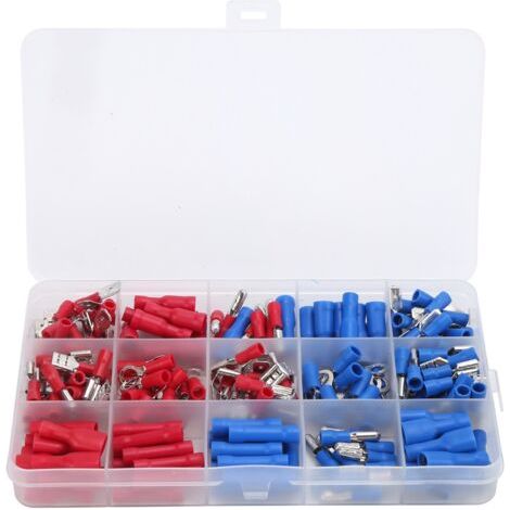 Jeu de connecteurs à sertir de fil, 200 pièces, Kit de connecteurs électriques bout à bout isolés pressés à froid (1/5)