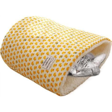Sac de Couchage d'hiver pour Chat, lit Grotte pour Chat - Nid de Chat épaissi et Chaud d'hiver,Nid Rond en Forme de tonneau pour Animaux de Compagnie