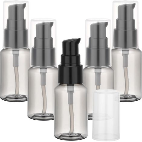 Travel Container, 30 ml, 5 Pieces Plastic Bottles for Cosmetics, Small Aeroplane Bottle for Travel Size Shower Gel, Shampoo (Grey) (1/5)