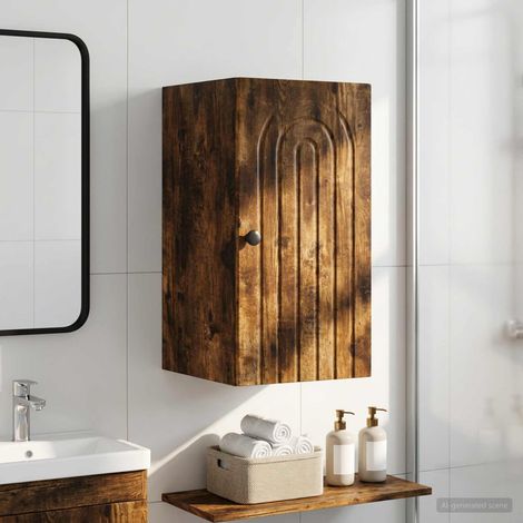 vidaXL Armario de pared para baño ALKMAAR Roble Ahumado (1/5)