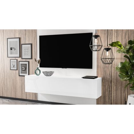 AX LIVING TV-Kommode Zivolli B160xT32xH36 cm hängender TV-Schrank für Wandmontage weiß