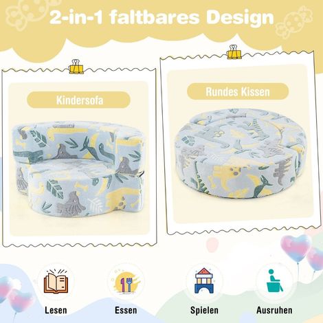 Divano per bambini 2 in 1 divano da gioco rotondo che si illumina al buio divano per bambini imbottito e sfoderabile blu 88306454 88306454 88306454 88306454 88306454 88306454 88306454 88306454 8830645