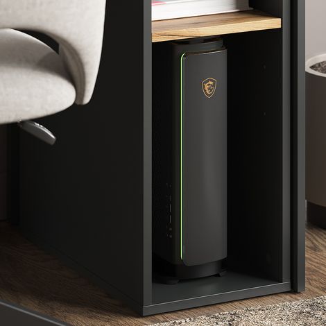 Mobiletto per PC Tomy, Antracite/quercia dorata, 28.5 x 50 cm 2 scomparti, Vicco
