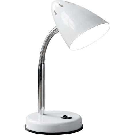 Interiors by Premier White Gloss Desk Lamp, Adjustable Living Room Desk Lamp, Minimalistic Desk Lamp for Reading & Writing