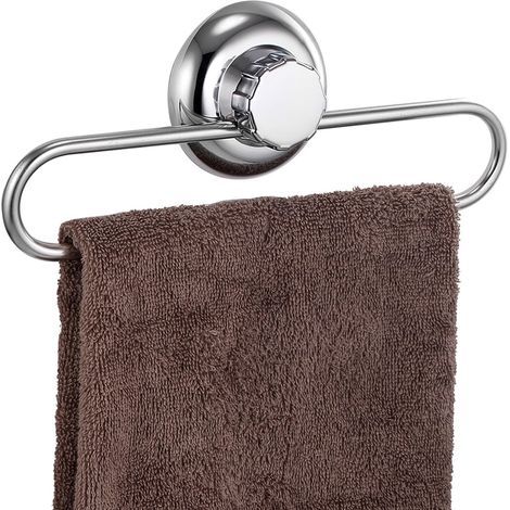 Suction Cup Towel Ring - Vacuum System - No Drilling Required - Stainless Steel - Wall-Mounted Towel Holder for Bathroom and Kitchen (1/5)